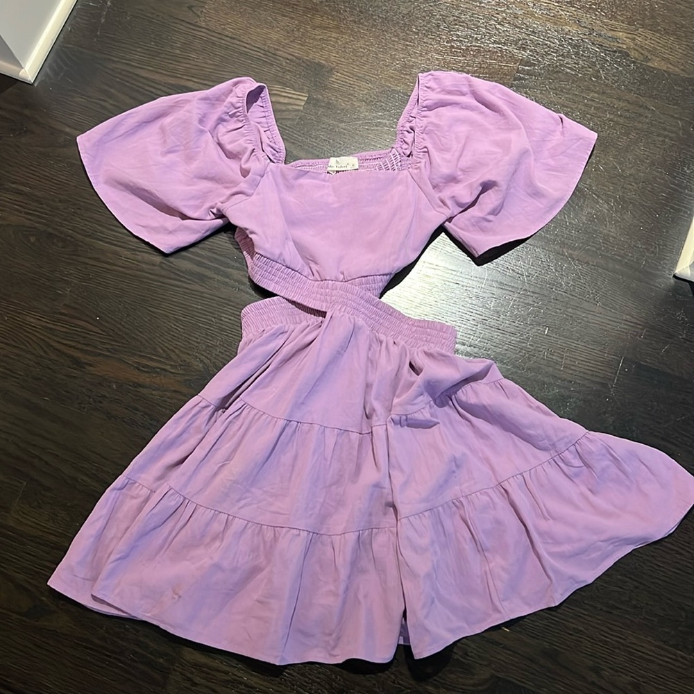 Purple sundress with cut outs on the sides